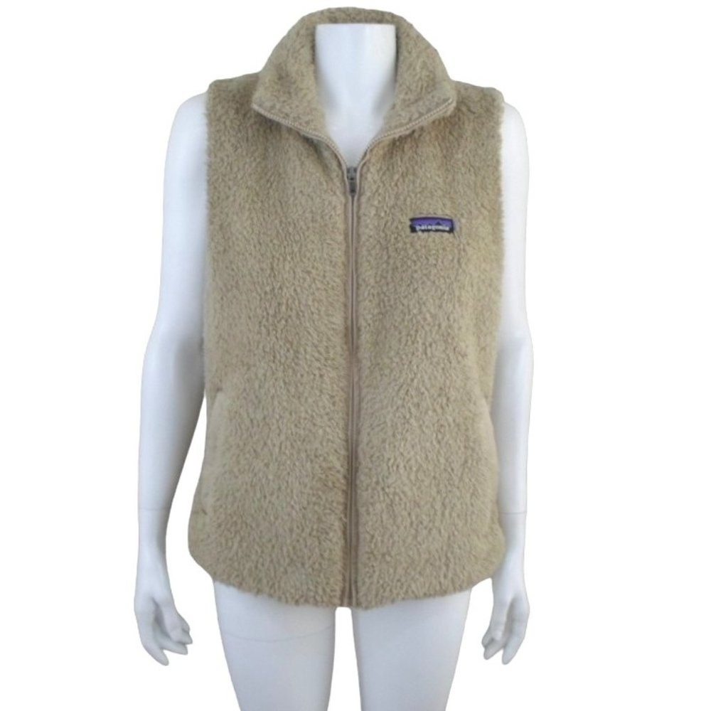 Patagonia Los Gatos Tan Fleece Vest Womens L Sleeveless Full Zip